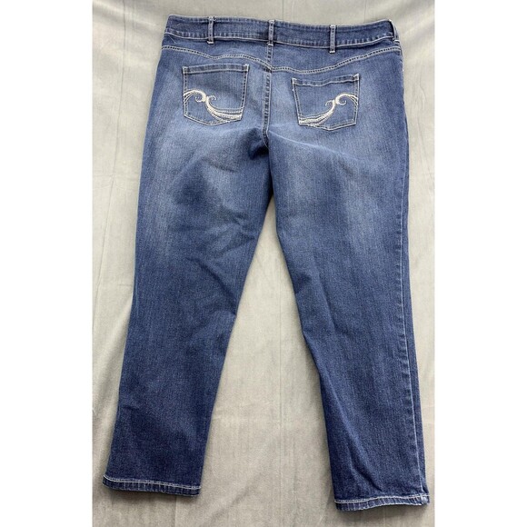 Lane Bryant Genius Fit Jeans Womens 24 Blue Skinny Distressed Embroidered Pocket - Picture 4 of 9